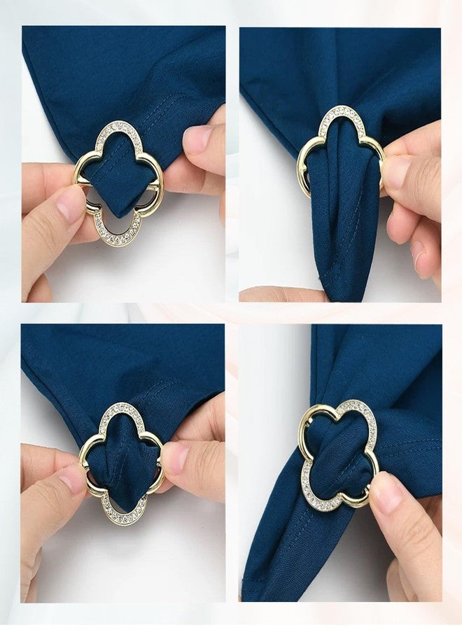 LAIFOOSHEN 10PCS Silk Scarf Ring, T shirt Ties Clips Clothes Corner Knotted Button for Women, 7 Styles Fashion Metal Round Circle Shirt Clip Buckle - Image 3